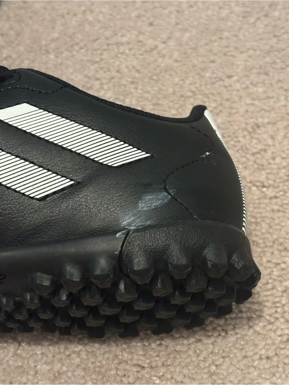 adidas Goletto VIII Turf Kids Size 4 Black Sneakers White Stripes NWOT Soccer